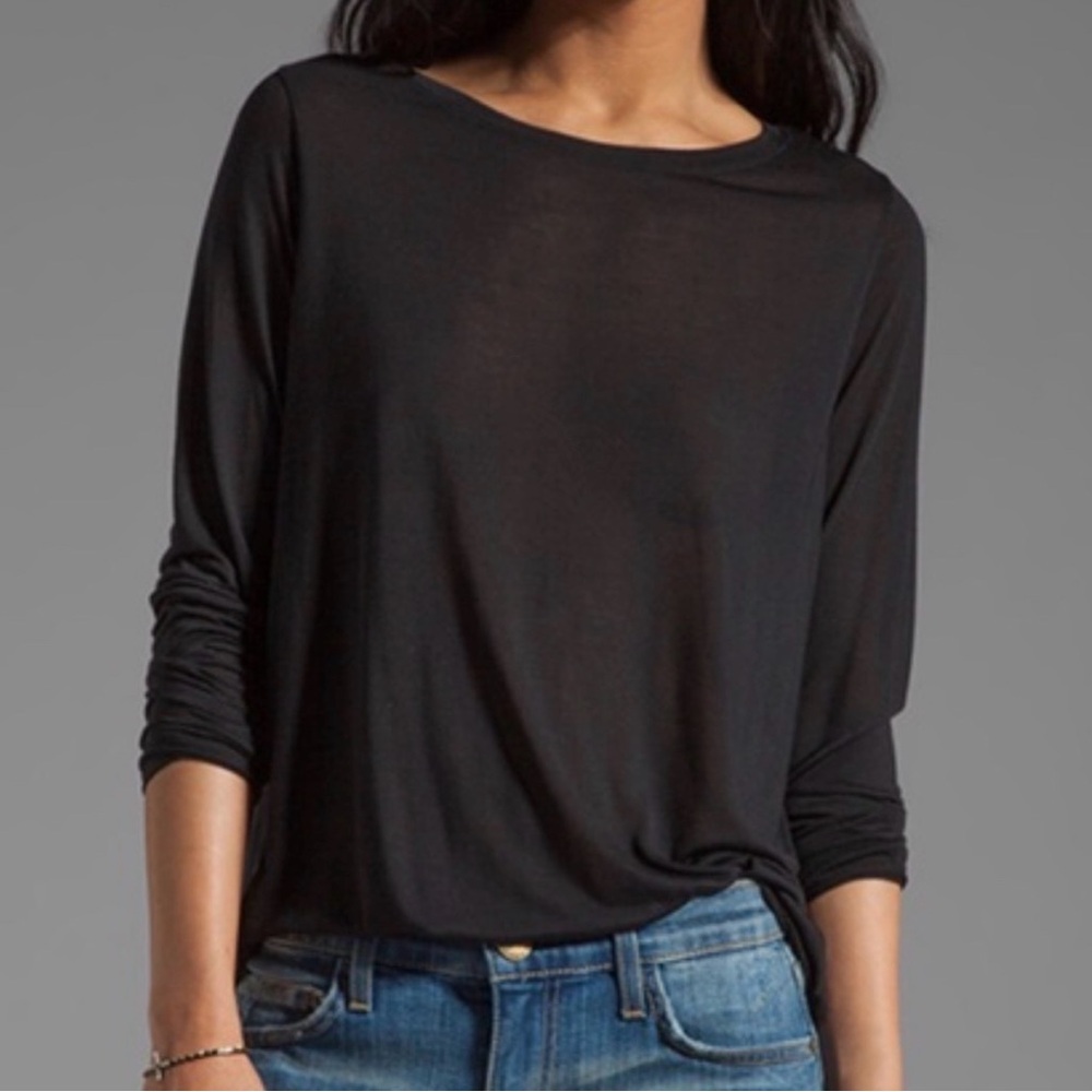 VINCE 100% Cotton Black Long Sleeve Top Size S